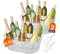 Lifewit Cubitera para Botellas Grande 11.5L, Enfriador de Botellas de Vino con Cuchara, Ice Bucket Portátil para Champanera, Cócteles, Cerveza, Bebidas 42 x 28 x 16 cm, Juego de 2