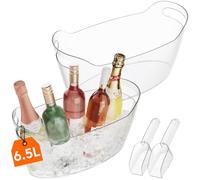 Lifewit Cubitera para Botellas Grande 6.5L, Enfriador de Botellas de Vino con Cuchara, Ice Bucket Portátil para Champanera, Cócteles, Cerveza, Bebidas 38 ×18×20 cm/15x7x8, Juego de 2