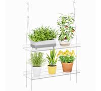 Lifewit Estante de Maceta de Plantas de Ventana, 2 Niveles Ajustable Colgante Estante Flotante de Acrílicos Transparente para Suculentas/Plantas en Miniatura/Flores/Especias, para Cocina, Dormitorio
