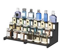 Lifewit Expositor de Plástico para Colonia, 2 Pack Organizador con Escalera con 4 Niveles, 22,8 cm Estanteria para Perfumes, Figuritas, Postres, para Cómodas, Escritorios, Armarios, Negro