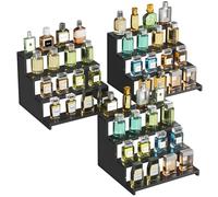 Lifewit Expositor de Plástico para Colonia, 2 Pack Organizador con Escalera con 4 Niveles, 30 cm Estanteria para Perfumes, Figuritas, Postres, para Cómodas, Escritorios, Armarios, Negro