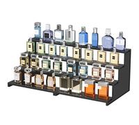 Lifewit Expositor de Plástico para Colonia, 2 Pack Organizador con Escalera con 4 Niveles, 30 cm Estanteria para Perfumes, Figuritas, Postres, para Cómodas, Escritorios, Armarios, Negro