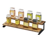 Lifewit Expositor Madera, Organizador Perfumes con Soporte Metálico, Vitrinas Expositoras para Cosméticos, Sobremesa, Esmalte de Uñas, Marrón Rústico, 2 Niveles, 1 Paquete, 35 cm
