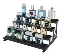 Lifewit Expositor Madera, Organizador Perfumes con Soporte Metálico, Vitrinas Expositoras para Cosméticos, Sobremesa, Esmalte de Uñas, Nero, 4 Niveles, 1 Paquete, 35 cm