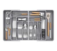 Lifewit Grandes Organizador Cuberteros para Cajon, Extensible al 36 Pulgadas de Ancho, BPA Free Bandeja Vajilla de Cocina, Tabletas Separador de Plástico para Cuchillo/Cuchara/Tenedor, Gris
