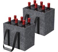 Lifewit Juego de 2 Bolsas para Botellas con Asas, Porta Botellas de Fieltro Resistente con 6 Compartimentos, Bolsa de Transporte para 6 Botellas de 1,5 L de Vino, Cerveza, Champán, 30 x 20 x 26 cm