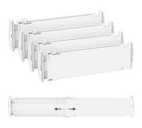 Lifewit Juego de 4 Separadores de Cajones para Altura 10,5 cm, Ancho 35-56cm Divisores Ajustables para Armarios de Ropa, Organizador Plastico para Vestidores, Cocina, Baño, Tocadores y Escritorios