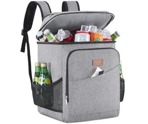 Lifewit Mochila Nevera Isotermica, Neveras Portatil, Cestas para Vajilla de Exterior y Picnic, Grande Mochilas Termica Porta Alimentos para Playa, Camping, Viaje, Gris, 26L