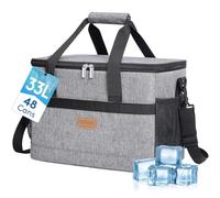 Lifewit Nevera Portatil 33L, Bolso Neveras Isotermica para Hombre, Grande Bolsas Termica porta Alimentos, Cooler Bag Tela Plegable para Playa, Camping, Viaje, Trabajo, Picnic, Gris