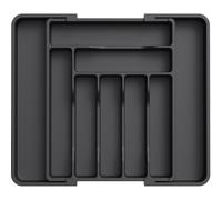 Lifewit Organizador Cuberteros para Cajon, Bandeja de Utensilios Extensible para Cocina, Separador Vajilla de Plástico para Almacenaje Cocina, Guarda Cuchillo Cuchara Tenedor, Mediano, Negro