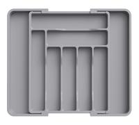 Lifewit Organizador Cuberteros para Cajon, Bandeja de Utensilios Extensible para Cocina, Separador Vajilla de Plástico para Almacenaje Cocina, Guarda Cuchillo Cuchara Tenedor, Mediano, Gris