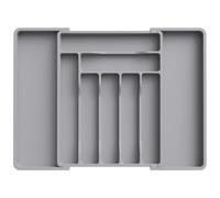 Lifewit Organizador Cuberteros para Cajón Cocina, Libre de BPA Bandeja Cubiertos Extensible, Separador Cubiertos Utensilios Almacenaje, Cajas para Cubertería, Fondo 38 cm, Ancho 33-56,8cm, Gris