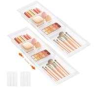 Lifewit Organizador de cajones de 2 unidades, separador de cajones ajustable, 35,2 - 55,5 cm de largo y 4,7 cm de alto, organizador de plástico para cosméticos, maquillaje, cocina, oficina