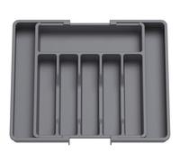 Lifewit Organizador de Cubiertos, Bandeja para Cubiertos Extensible, Cubertero para Cajón para Menaje, Organizador de Cubertería Ajustable para Cucharas Tenedores Cuchillos, Grande, Gris oscuro