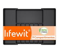 Lifewit Organizador de Cubiertos para Cajón Cocina, Bandeja para Menaje Extensible, Cubertero Compacto para Almacenar Cucharas, Tenedores y Cuchillos, Ancho 47-84 x Fondo 47 cm, Lote 1, Negro