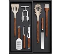 Lifewit Organizador Menaje de Cocina, Bandeja Cubiertos Extensible Cajon, Soporte Utensilios para Encimera, Separador Herramientas y Cuberteria para Bandeja Extraible Armario, 2 Compartimentos Negro