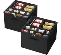 Lifewit Organizador Zapatos para Armario, Almacenaje de Zapatos para 12-16 Pares, Caja con Tapa Plegable con Cubierta, Shoe Organizer, Negro, Pack de 2 para 24-32 Pares