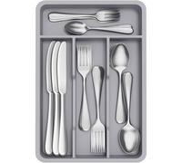 Lifewit Pequeño Bandeja para Cubiertos, Porta Cubiertos con 4 Compartimentos, Cajon Organizador Cubiertos de 19,8 x 31,5 cm, Separador Cubiertos Cocina Plástico con Cuchara/Tenedor/Cuchillo, Gris