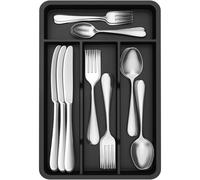 Lifewit Pequeño Bandeja para Cubiertos, Porta Cubiertos con 4 Compartimentos, Cajon Organizador Cubiertos de 19,8 x 31,5 cm, Separador Cubiertos Cocina Plástico con Cuchara/Tenedor/Cuchillo, Negro