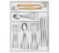 Lifewit Pequeño Bandeja para Cubiertos, Porta Cubiertos con 6 Compartimentos, Cajon Organizador Cubiertos de 31 x 41 cm, Separador Cubiertos Cocina Plástico con Cuchara/Tenedor/Cuchillo, Blanco