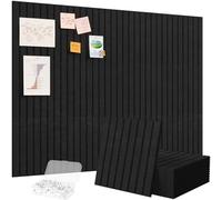 Lifewit Pizarra Adhesiva de Feltro 120 x 90 cm, Juego de 12 Pizarras Alternativas de Corcho, Pizarra Memo con 50 Chinchetas para la Oficina, la Cocina, la Habitación de los Niños, Negro
