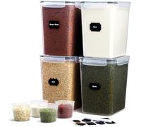 Lifewit Recipientes Extra Grandes para Almacenar Alimentos 5.2L 4 Uds con Tapas Herméticas para Harina, Azúcar, Arroz, Pastelería, para Organizar Alimentos a Granel con Tazas Medidoras, Etiquetas