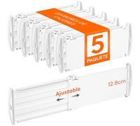 Lifewit Separadores de Cajones Ajustables, Divisores de Armario Ropa, Cajones Organizadores Plastico para Cocina, Baño, Mesita de Noche, 5 Piezas, Longitud Interior de 30 - 47 cm y Altura 13 cm