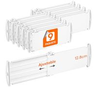 Lifewit Separadores de Cajones Ajustables, Divisores de Armario Ropa, Cajones Organizadores Plastico para Cocina, Baño, Mesita de Noche, 9 Piezas, Longitud Interior de 30 - 47 cm y Altura 13 cm