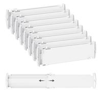 Lifewit Separadores de Cajones para Altura 10 cm, Ancho 35-55cm Divisores Ajustables para Armarios de Ropa, Organizador Plastico para Vestidores, Cocina, Baño, Tocadores y Escritorios, Juego de 8