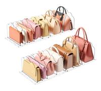 Lifewit Set de 8 Organizador de Bolsos de Plástico, Adjustable Separador Bolsos para Almacenaje Armario Estantes, Divisores de Embrague/Bolsos Mano/Libro para Dormitorio, Transparente, 4 PCS