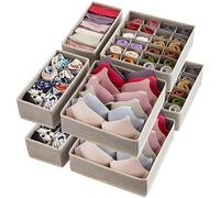 Lifewit Set di 8 Divisori per Cassetti Intima, Organizer Armadio, Separatori Pieghevoli in Tessuto per Cassetti e Scatole per Conservare Lingerie, Reggiseni, Mutande, 30 cm Lungo, Grigio Chiaro