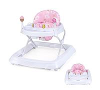 LIFEZEAL 2 en 1 Andador Bebes 6-18 Meses Plegable, Caminador Bebe con Tablero de Juegos, Baby Walker con Cojín de Asiento Extraíble, Andador Bebe con 3 Ajustes de Altura