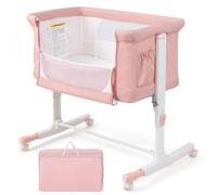 LIFEZEAL 3 en 1 Cuna pórtatil Regulable en Altura a 5 velocidades, 84 x 59.5 x 66.5-80.5 cm, Cuna colecho con Ruedas y colchón, Moises para Bebe con Bolsillo Lateral y Bolsa de Transporte