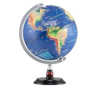 LIFEZEAL 30 cm Globo Terrestre Iluminado con Iluminación LED, Globo de Escritorio Educativo con Alivio Geográfico y Zonas Horarias, Gobe Geográfico con Base de Madera Estable para Estudio y Decoración