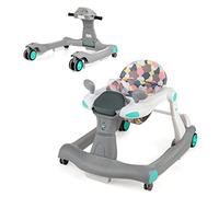 LIFEZEAL Andador 2 en 1, Caminador Plegable con Altura Ajustable 50,5-54,5cm, Andador con Música y Luz para Bebés de 6-18 meses, Desmontaje con un solo toque (Gris)