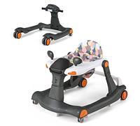 LIFEZEAL Andador 2 en 1, Caminador Plegable con Altura Ajustable 50,5-54,5cm, Andador con Música y Luz para Bebés de 6-18 meses, Desmontaje con un solo toque (Negro)