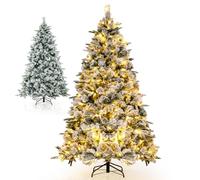 LIFEZEAL Árbol de Navidad Nevado de 215 cm con Luces LED Incorporadas, Árbol Artificial con 1096 Ramas Muy Frondosas, Nieve, Pop Up, Se Abre Solo, Ignífugo, Decoraciones, Interior, Exterior
