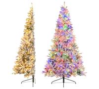 LIFEZEAL Árbol de Navidad Semi-Circular de 180 cm para Pared, Árbol Artificial Nevado con Luces Incorporadas, con Ramas Muy Frondosas, Nieve, Pop Up, Se Abre Solo, Ignífugo, para Interior y Exterior