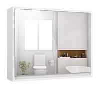LIFEZEAL Armario con Doble Espejo de baño, Armario de Pared con 2 estantes, y 2 Puertas, Organizador montado en Pared para baño, 56 x 14 x 45 cm