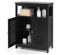 LIFEZEAL Armario de Baño, Armario de Suelo con Puertas y estantes de almacenaje, Mueble Organizador para Baño, Cocina, Dormitorio, Salón, 60x30x80 cm (Negro)