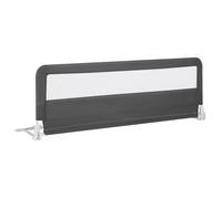 LIFEZEAL Barrera de Cuna Plegable, 150 cm, Barrera de Seguridad para Niños Pequeños con Correas de Seguridad, Barra Metálica, Malla Transpirable y Funda Extraíble para Cuna