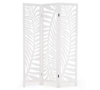 LIFEZEAL Biombo de 3 Paneles de 170 cm, Pantalla de Privacidad Independiente sin Ensamblaje, Marco de Madera Paulownia Natural con Motivos de Follaje Calado, para Hogar, Oficina, Restaurante, Salón