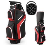 LIFEZEAL Bolsa de golf, bolsa de viaje, funda con 14 compartimentos, bolsa de golf de hombro, ligera, impermeable, portátil, con correa, portavasos, 9 bolsas, bolsa térmica, soporte para paraguas