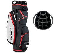 LIFEZEAL Bolsa de Golf con Funda para Lluvia, Bolsa de Carro para Palos de Golf con 14 Divisores y 8 Bolsillos, Cremallera Bolsa Térmica (Negro)