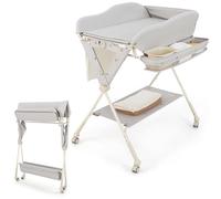 LIFEZEAL Cambiador de Bebé, Cambiador Plegable e Impermeable de Tejido, Cambiador de Pañales para Bebé de 0-6 meses (Gris)