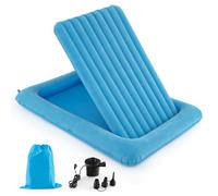 LIFEZEAL Colchón Hinchable Infantil con Bomba Eléctrica, Cama con colchón extraíble, 165 x 118 x 20cm, Cama de Viaje portátil para niños de hinchado rápido en 30 Segundos (Azul)