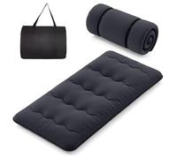 LIFEZEAL Colchón Plegable, Colchón de Suelo Futón Japonés Portátil, Tatami Plegable con Bolsa de Transporte y Funda Extraíble, para Dormitorio, Acampar (Negro, 90 x 200 x 10)