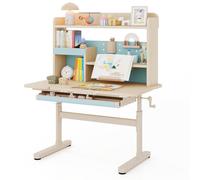 LIFEZEAL - Escritorio con Bandeja Reclinable para Niños, Atril Ajustable en Altura con Cajón, Estante y Soporte de Lectura Retráctil, Escritorio de Estudio con Patas de Metal para 3-12 Años (Azul)