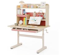 LIFEZEAL - Escritorio con Bandeja Reclinable para Niños, Atril Ajustable en Altura con Cajón, Estante y Soporte de Lectura Retráctil, Escritorio de Estudio con Patas de Metal para 3-12 Años