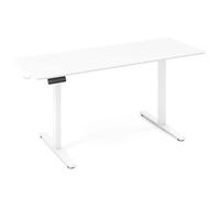 LIFEZEAL Escritorio Eléctrico, Altura Ajustable, 160x60cm, Blanco, Mesa de Ordenador, A Prueba de Golpes, Protección contra Sobrecalentamiento, Memoria de Alturas, con Ganchos, para Oficina, Estudio